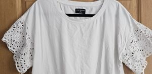 White Eyelet Sleeve Top